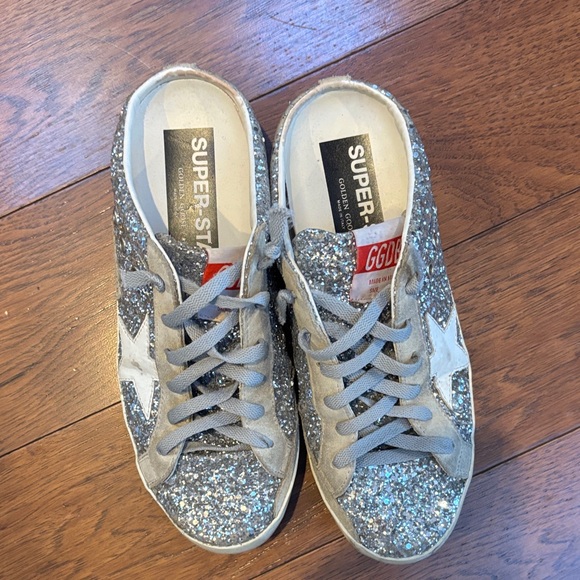 AUTHENTIC GOLDEN GOOSE Silver Glitter Sneakers - Picture 1 of 9